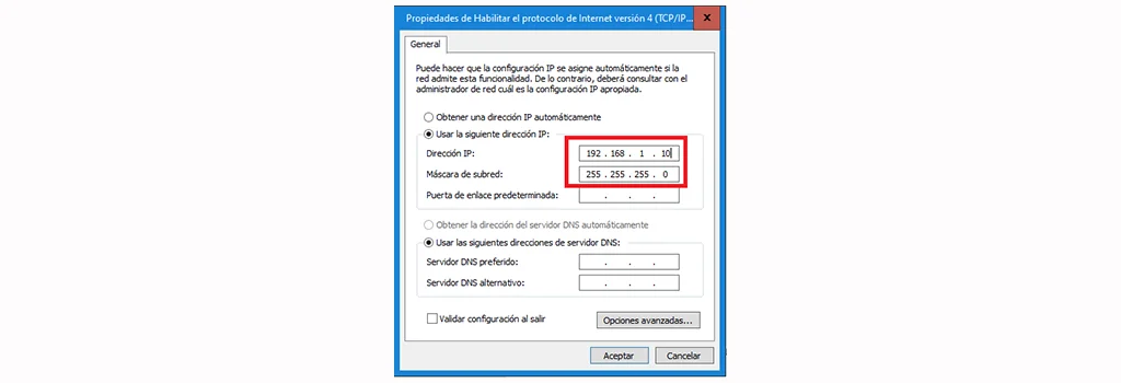 figura 2 propiedades de habilitar el protocolo de internet